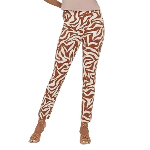 NWOT SPANX On-the-go Animal Printed Slim Straight Leg Pants Brown Zebra Size XL - Picture 1 of 11